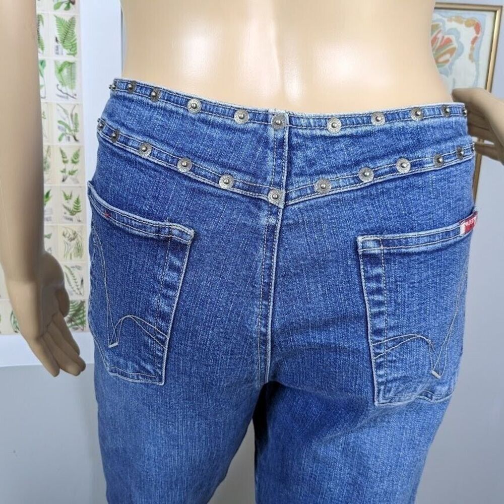 Vintage y2k Guess Jeans Flare Denim Studded Detail Medium Wash Size 31 - Picture 12 of 12